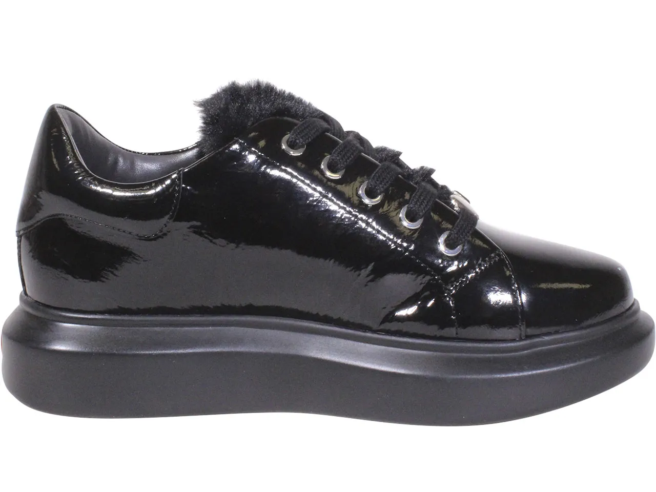 Love Moschino Women's Sneakers Faux-Fur Black Sz: 8 JA15534G0BJGF000