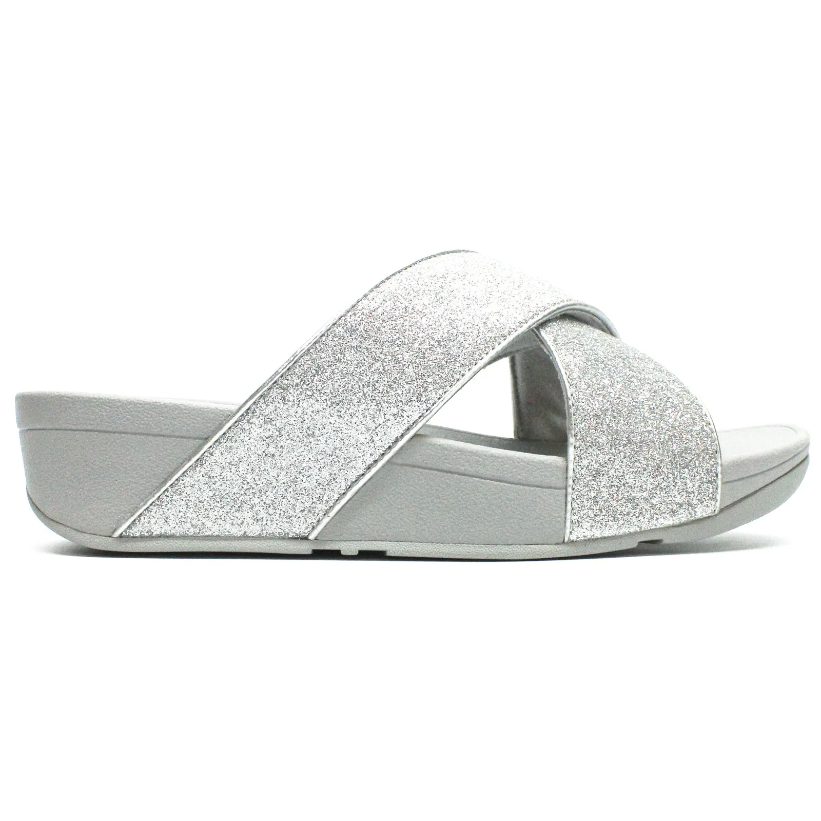 Lulu Glitterdust Cross Slides Synthetic Leather Women's Slip On Sandals