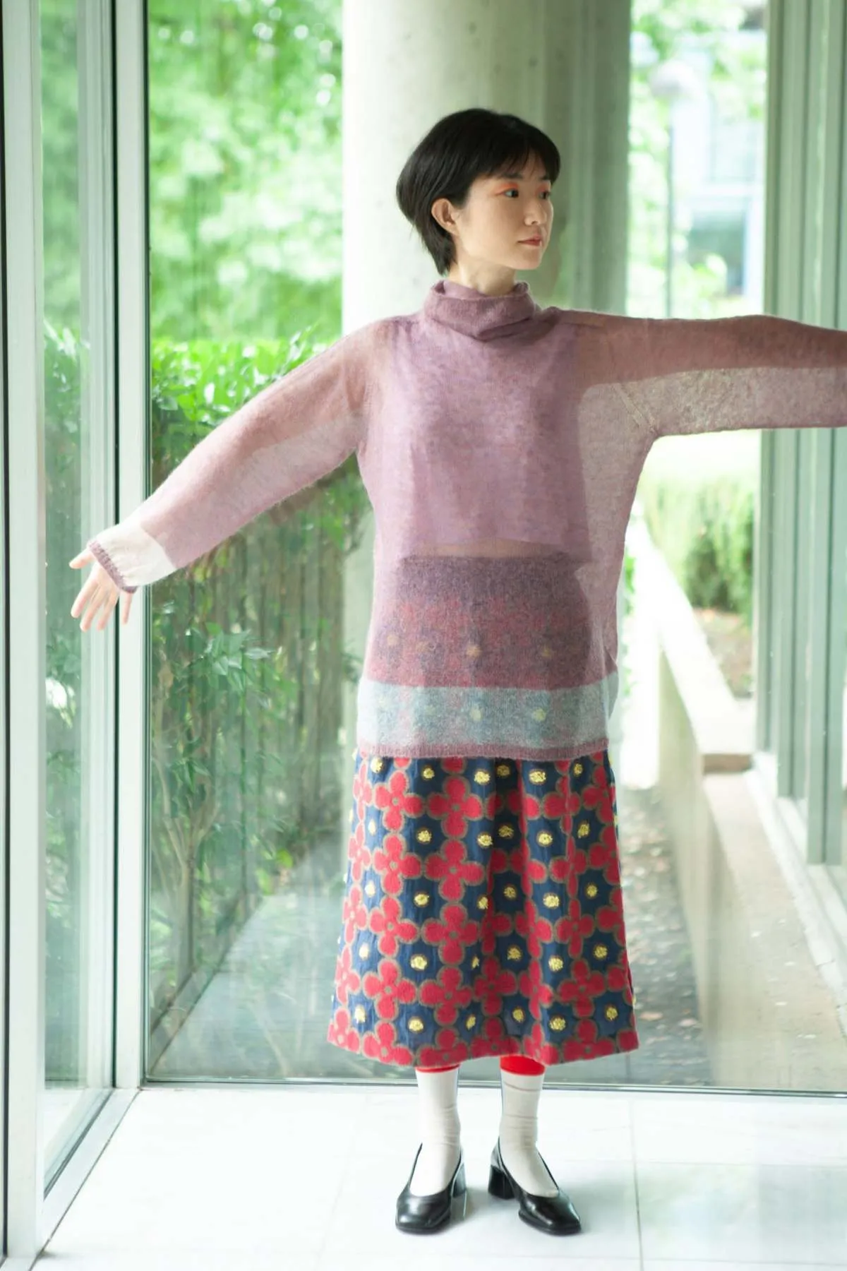 M. & Kyoko Mohair Knitted Pullover - Pink