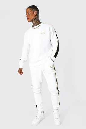 Man Gold Side Panel Sweatshirt Tracksuit | boohooMAN UK