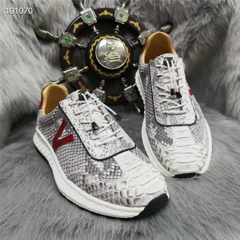 Men's Autumn Casual Snakeskin Exotic Elastic Band Walking Sneakers