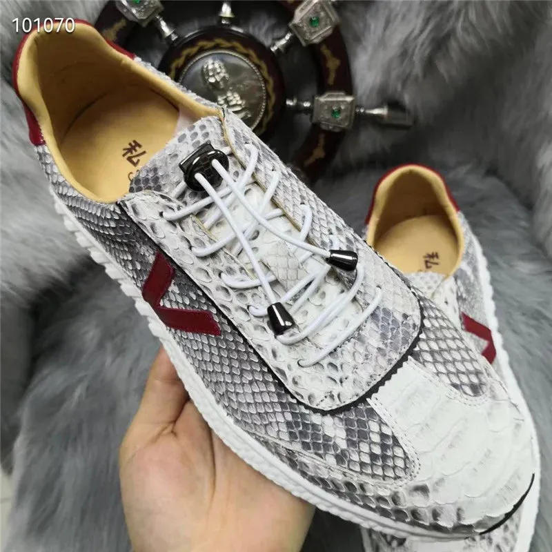 Men's Autumn Casual Snakeskin Exotic Elastic Band Walking Sneakers