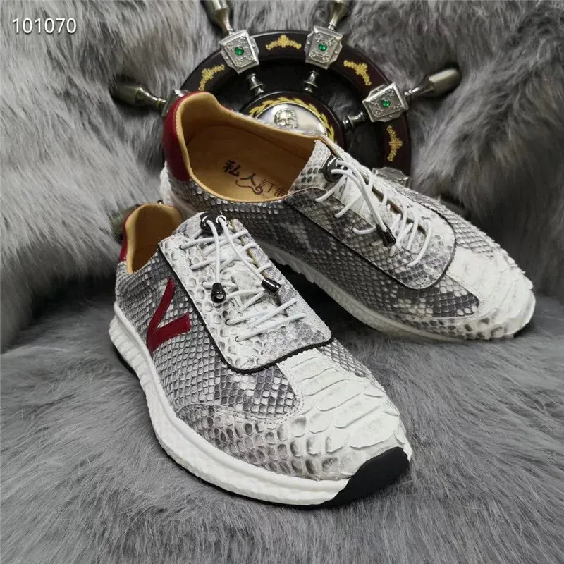 Men's Autumn Casual Snakeskin Exotic Elastic Band Walking Sneakers