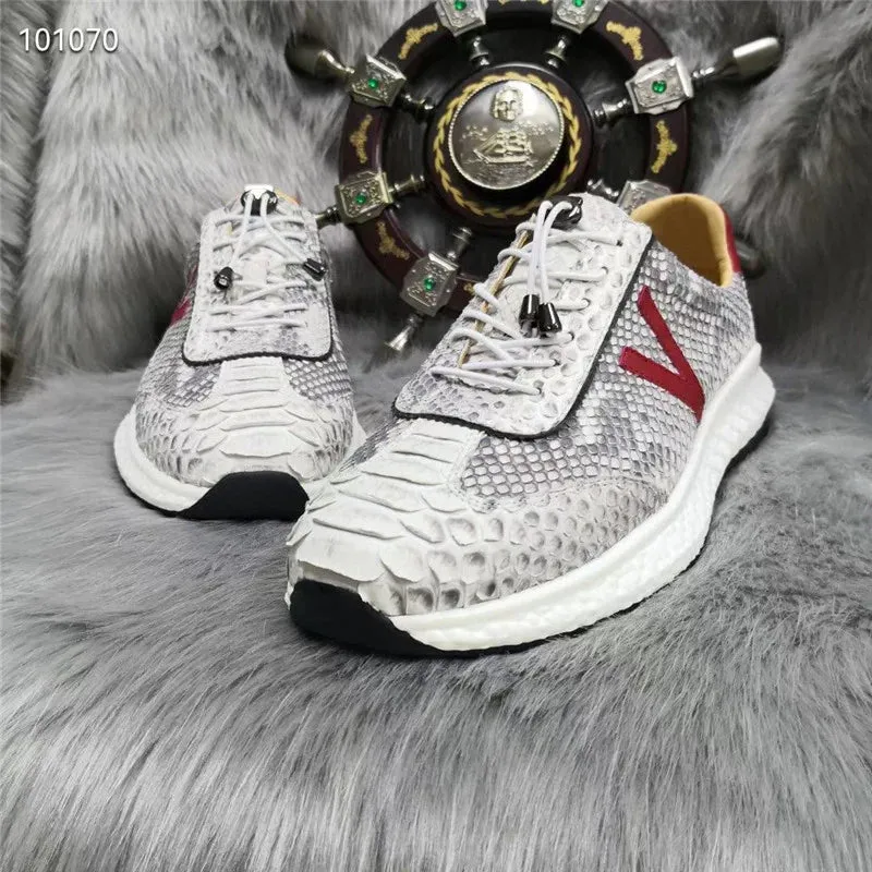 Men's Autumn Casual Snakeskin Exotic Elastic Band Walking Sneakers