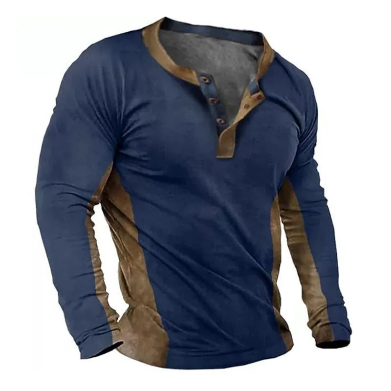 Men's Loose Retro Pullover Long Sleeve T-Shirt 81724266X