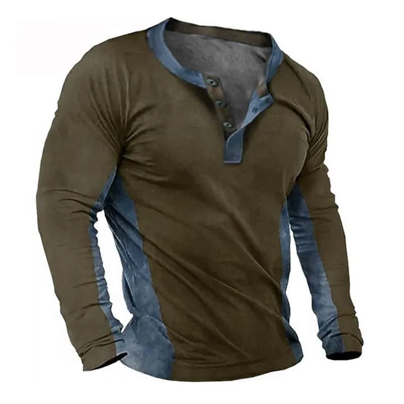 Men's Loose Retro Pullover Long Sleeve T-Shirt 81724266X