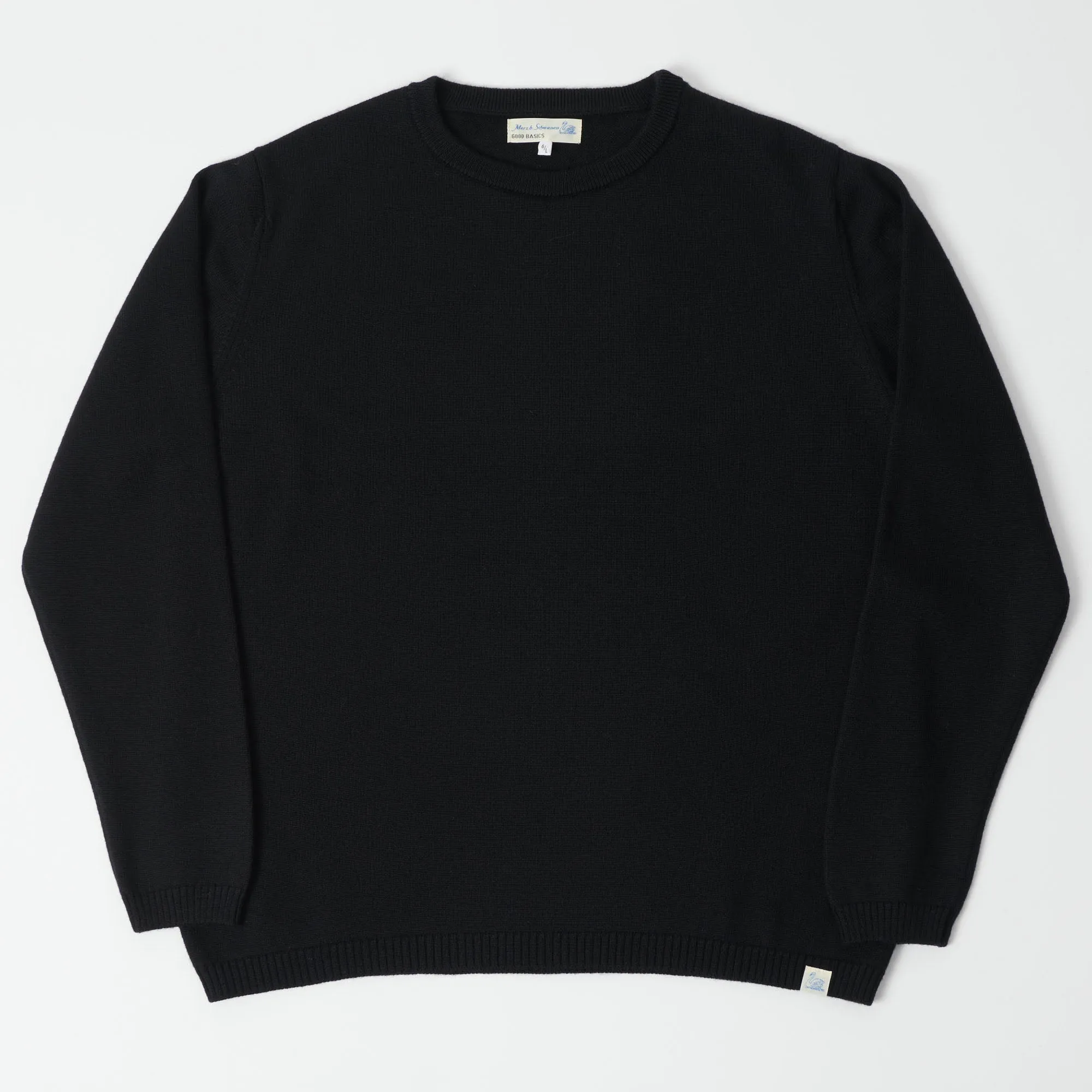 Merz b. Schwanen MWRC01 Knit Crew Neck Pullover - Deep Black