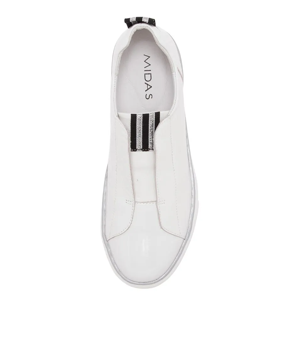 MIDAS Feathers White Patent Leather Sneakers