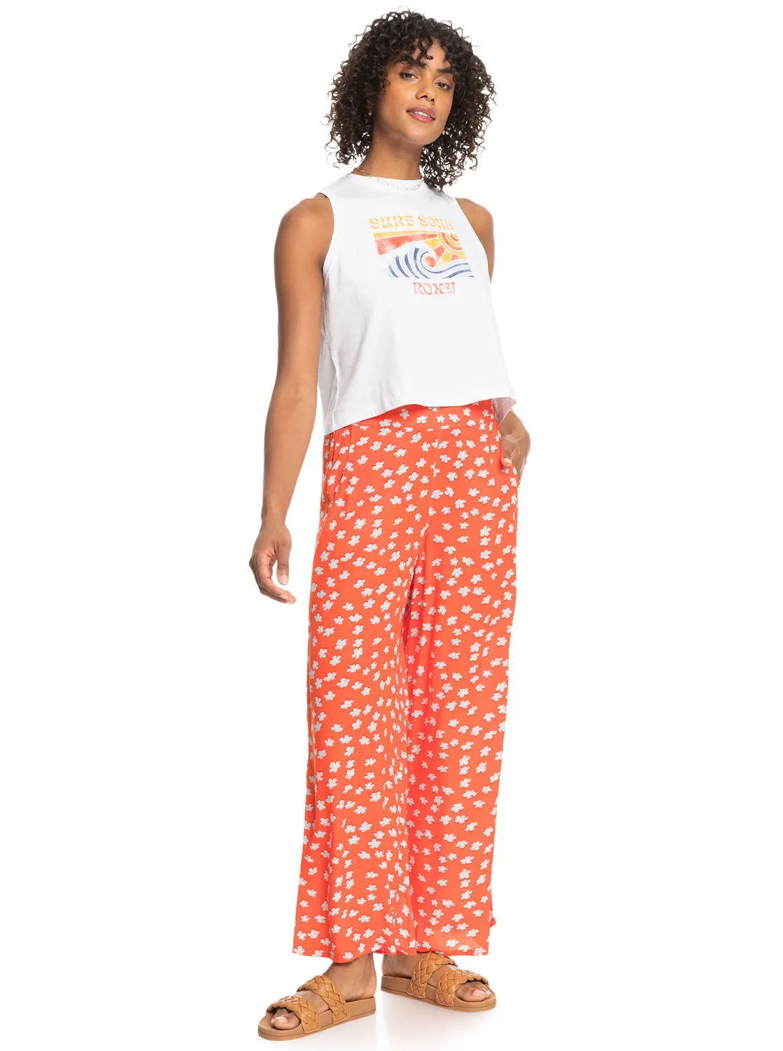 Midnight New Avenue Wide Leg Trousers - Tiger Lily Flower Rain