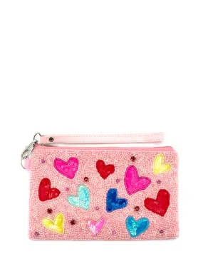 Multi Hearts Seed Bead Bag