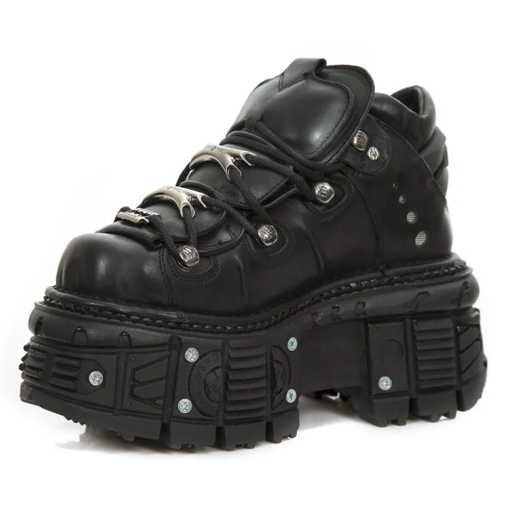 NEW ROCK - M-TANK106-C2 - Black Lace Up Tower Shoes