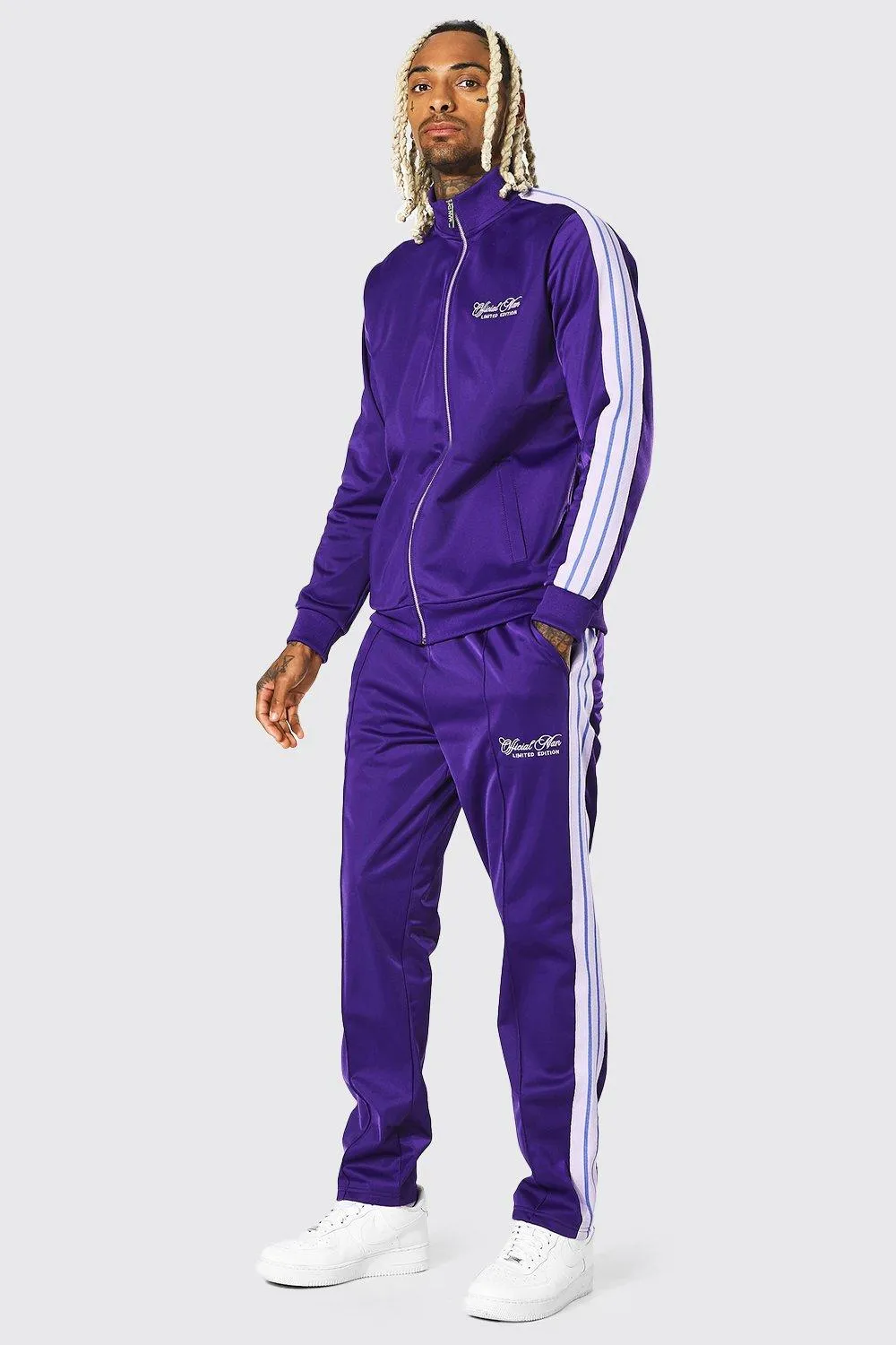 Official Man Zip Through Tricot Tracksuit | boohooMAN UK