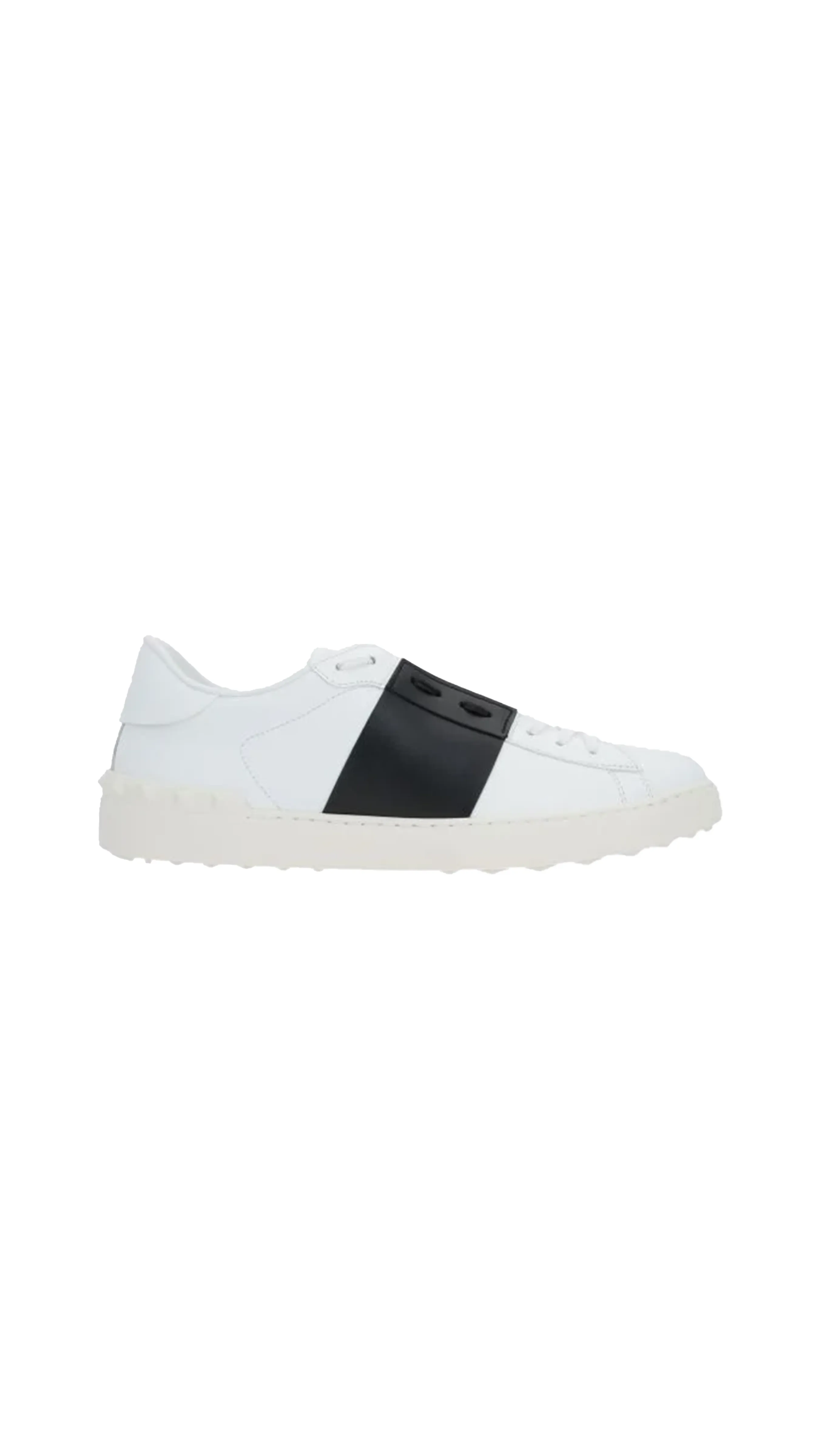 Open Smooth Leather Sneakers - White/Black