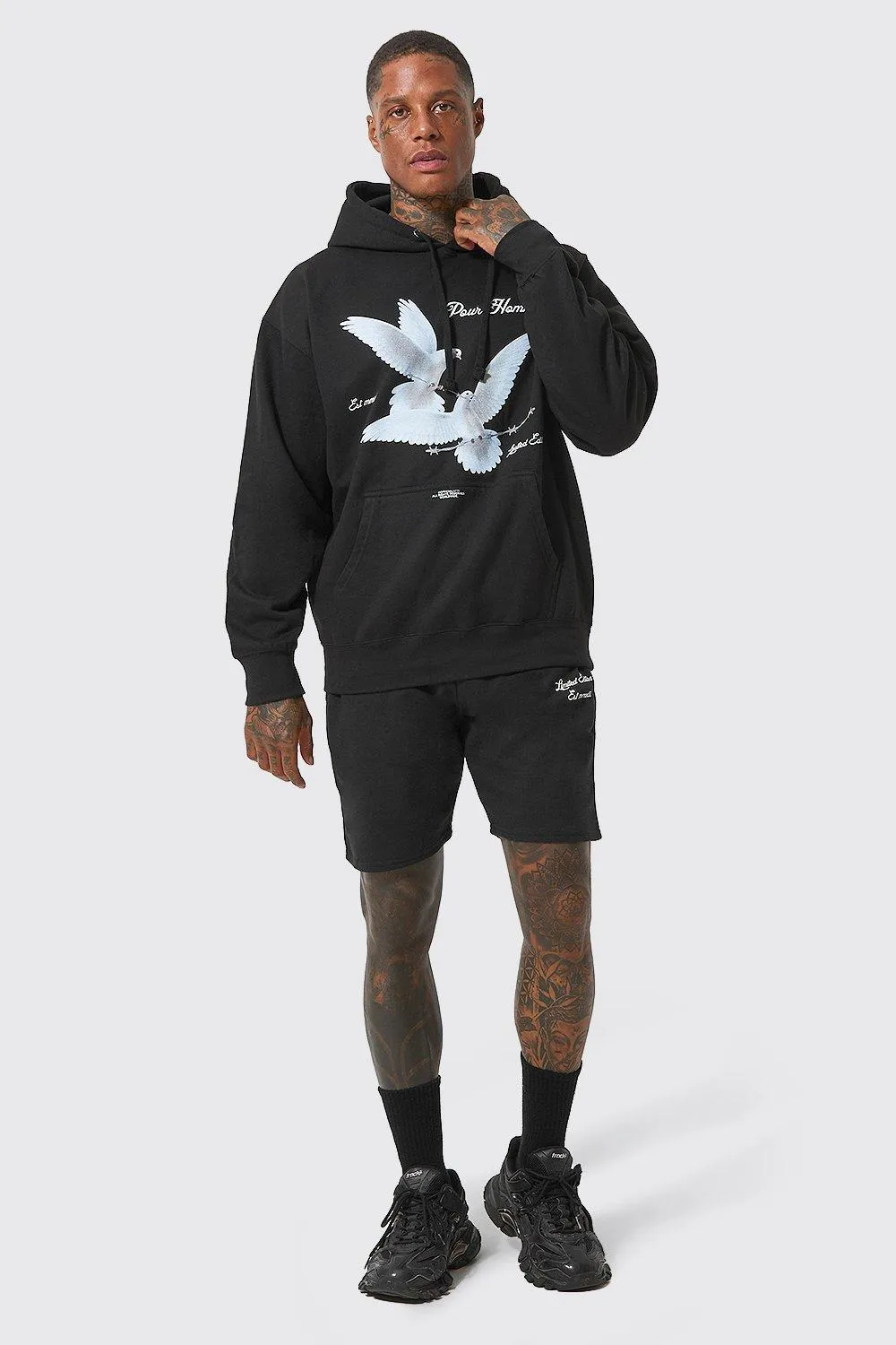 Oversized Acid Wash Dove Short Tracksuit | boohooMAN UK