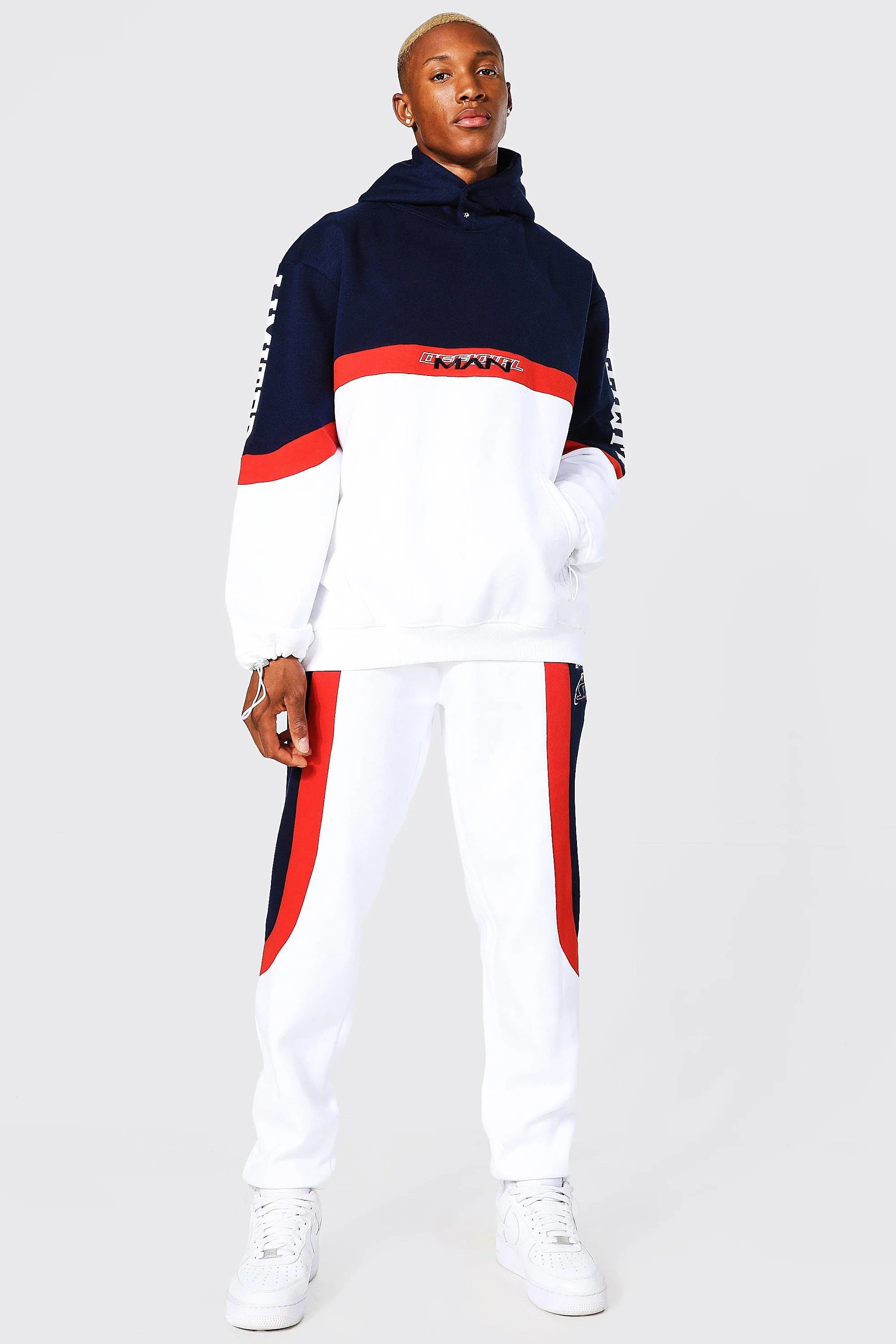 Oversized Official Man Colour Block Tracksuit | boohooMAN UK