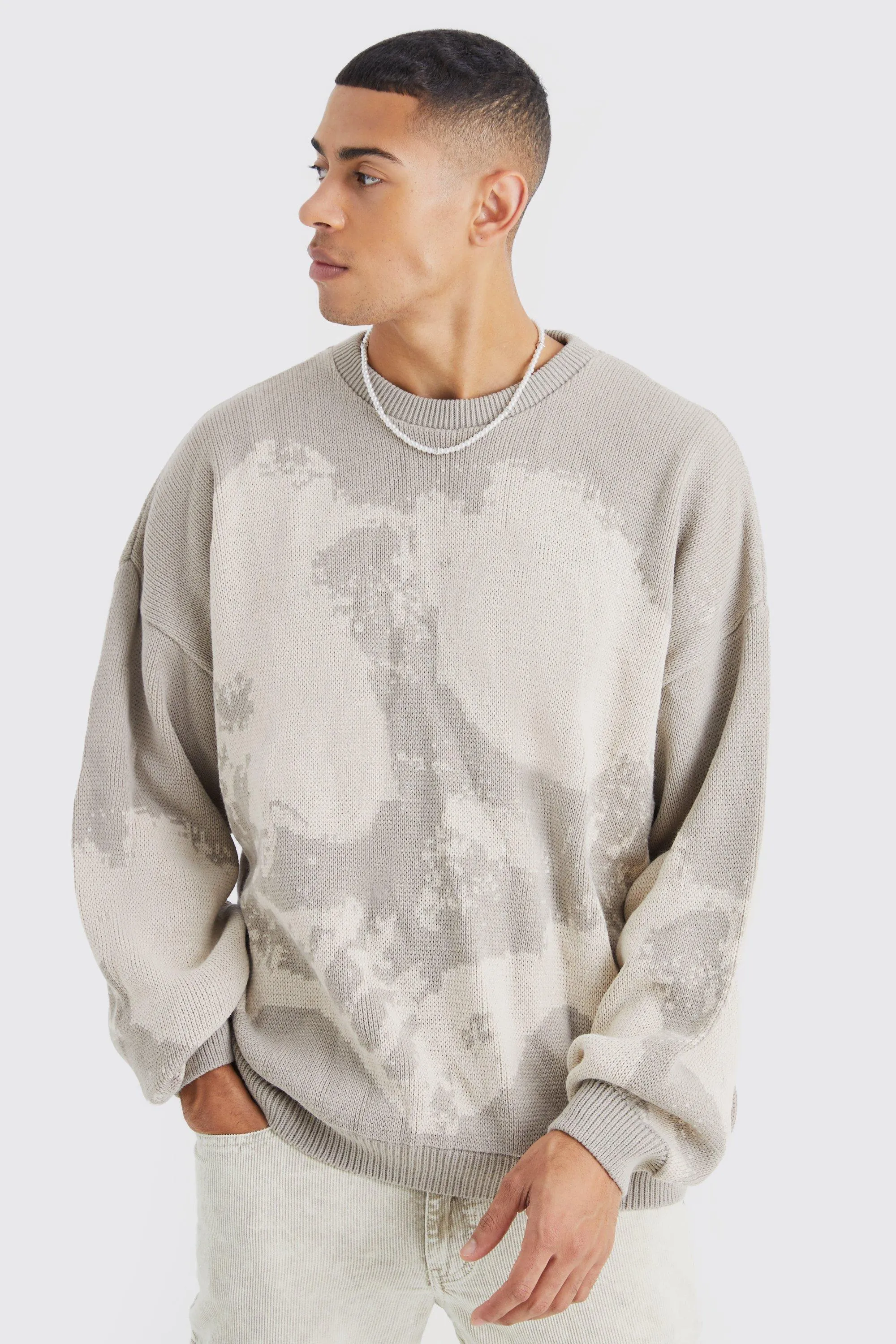 Oversized Skull Knitted Jumper | boohooMAN UK