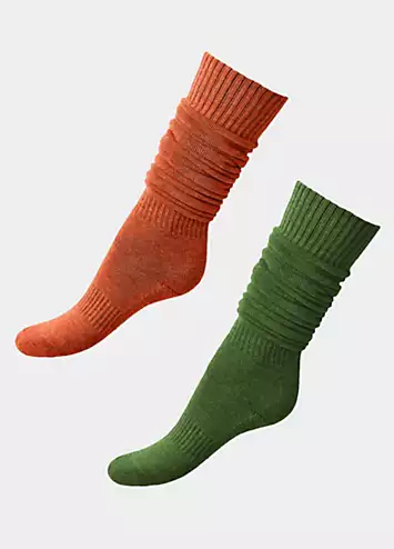 Pack of 2 Cosy Autumnal Knee-High Boot Socks by Joe Browns | Look Again