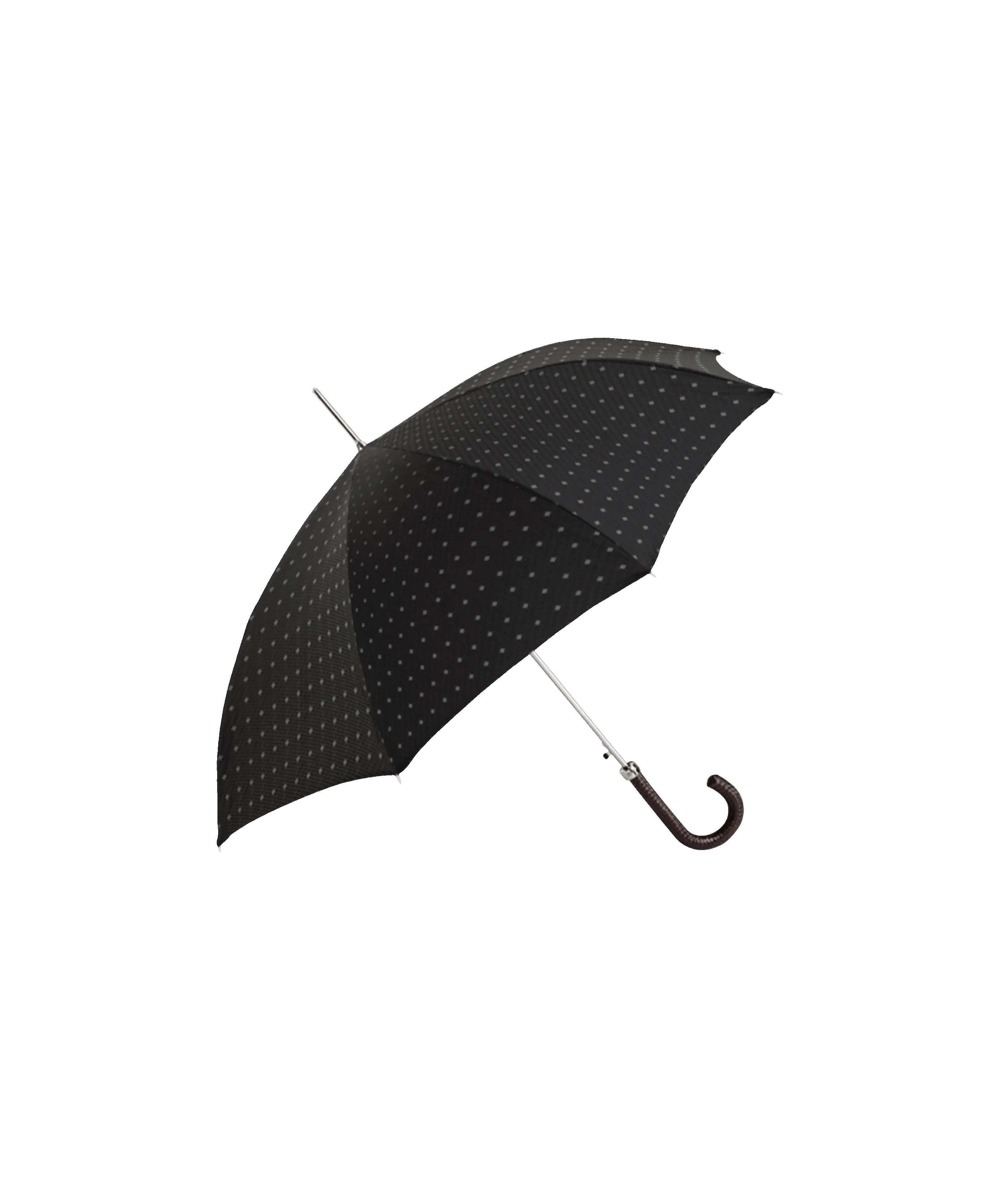 Passotti Ombrelli Black Dotted Stripe Umbrella With Black Braided Leather Handle | He Spoke Style