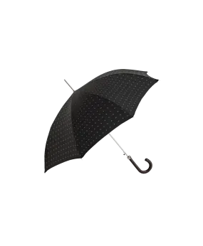 Passotti Ombrelli Black Dotted Stripe Umbrella With Black Braided Leather Handle | He Spoke Style