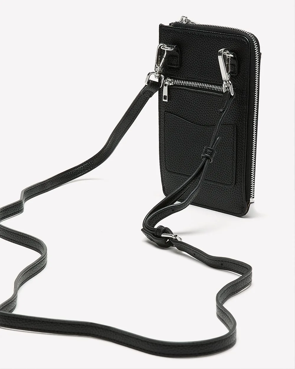 Pebble Faux-Leather Cellphone Bag with Shoulder Strap