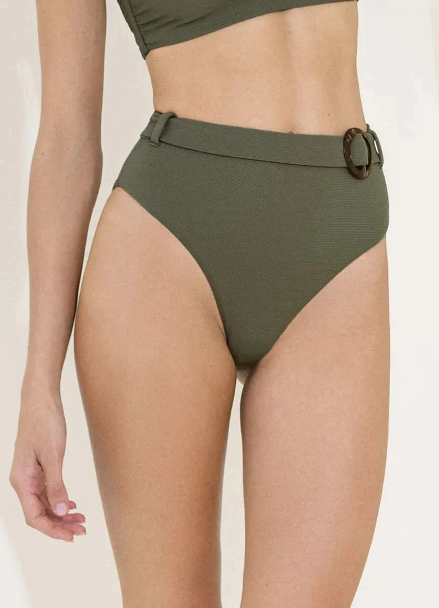 Pine Green Whitney High Rise Bikini Bottom