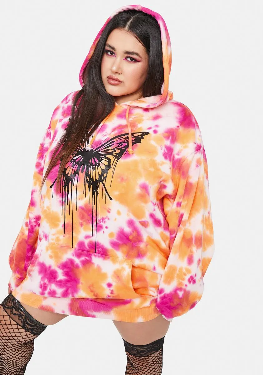 Plus Never Let Go Tie Dye Butterfly Hoodie-