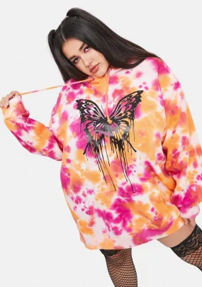 Plus Never Let Go Tie Dye Butterfly Hoodie-