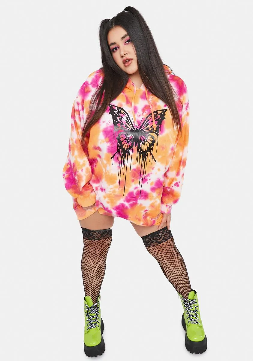 Plus Never Let Go Tie Dye Butterfly Hoodie-