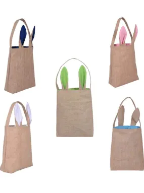 Rabbit Ears Burlap Easter Bag