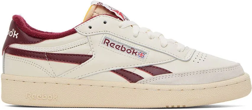 Reebok Classics Off-White & Burgundy Club C Revenge Vintage Sneakers