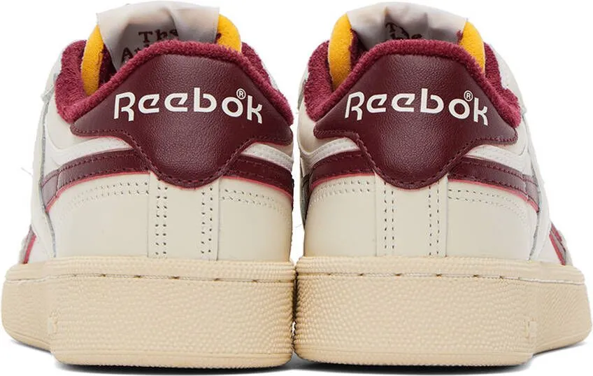 Reebok Classics Off-White & Burgundy Club C Revenge Vintage Sneakers