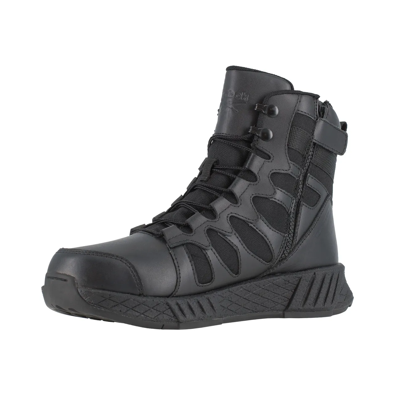 Reebok Men's 6" Floatride Energy Tactical Boot with Side Zipper Black 