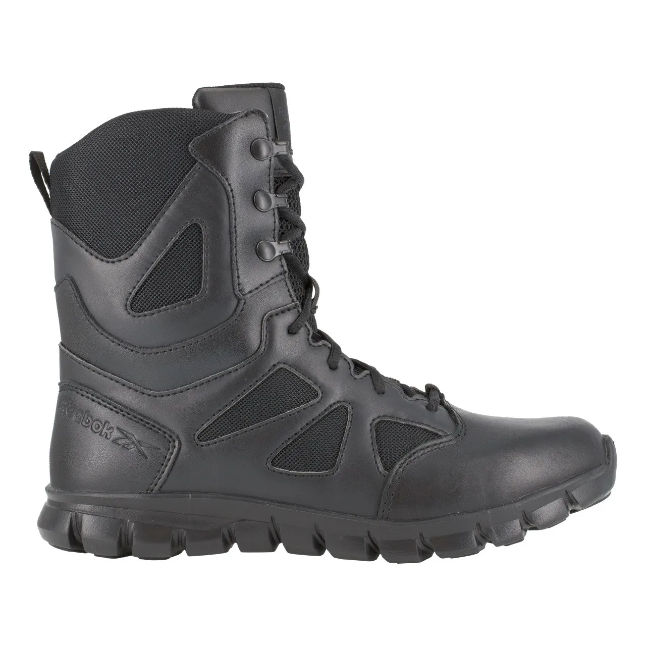 Reebok Men's 8" Sublite Cushion Tactical Boot with Side Zipper Black