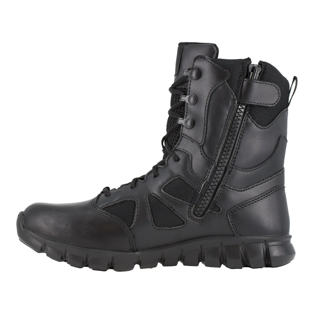 Reebok Men's 8" Sublite Cushion Tactical Boot with Side Zipper Black