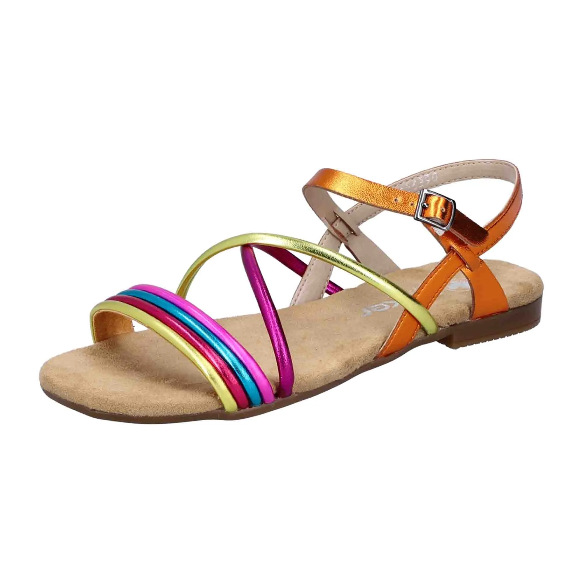 Rieker FSK Women's Colorful Sandals Synthetic Leather Flat Sole