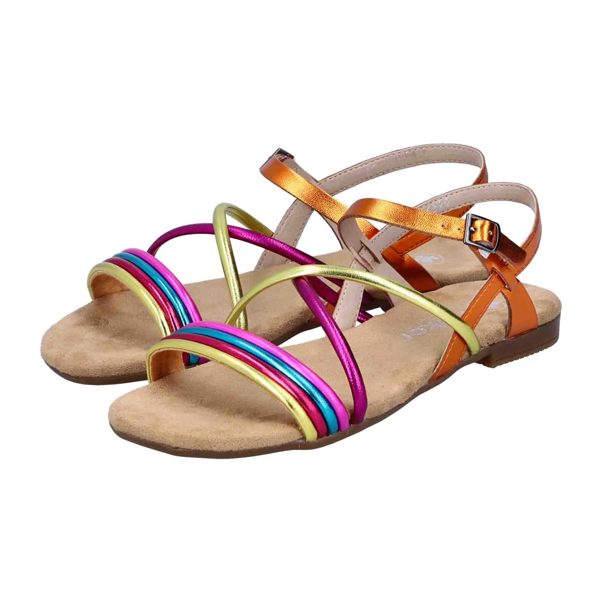 Rieker FSK Women's Colorful Sandals Synthetic Leather Flat Sole