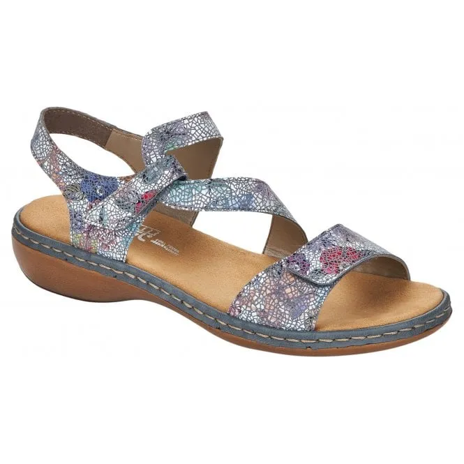 Rieker  Womens 659C7-90 Sunset Blue Multi Riptape Sandals