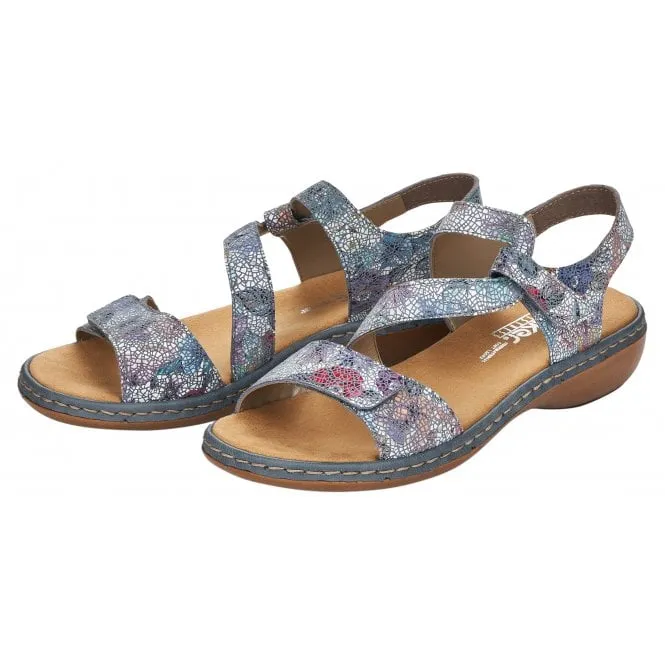 Rieker  Womens 659C7-90 Sunset Blue Multi Riptape Sandals