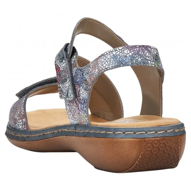 Rieker  Womens 659C7-90 Sunset Blue Multi Riptape Sandals