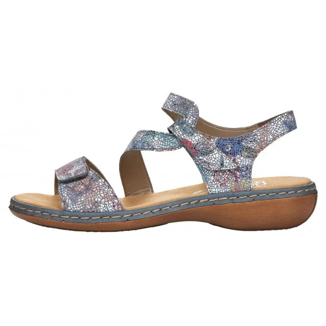 Rieker  Womens 659C7-90 Sunset Blue Multi Riptape Sandals