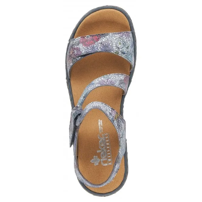 Rieker  Womens 659C7-90 Sunset Blue Multi Riptape Sandals