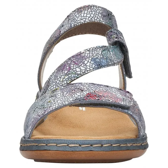 Rieker  Womens 659C7-90 Sunset Blue Multi Riptape Sandals