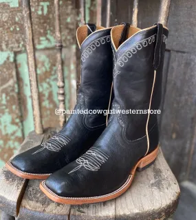 Rios of Mercedes Men's Black Smooth Ostrich Western Boot R9004