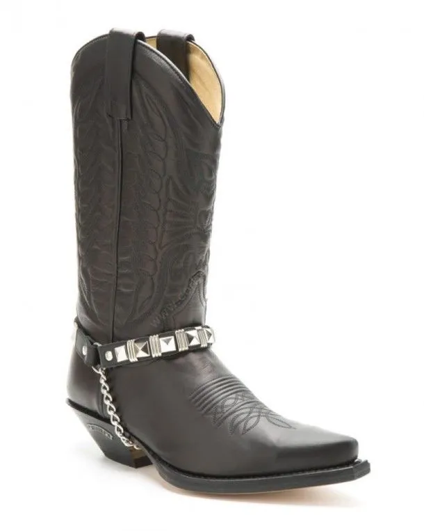 Rocker style Sendra black boot straps with metal spike studs