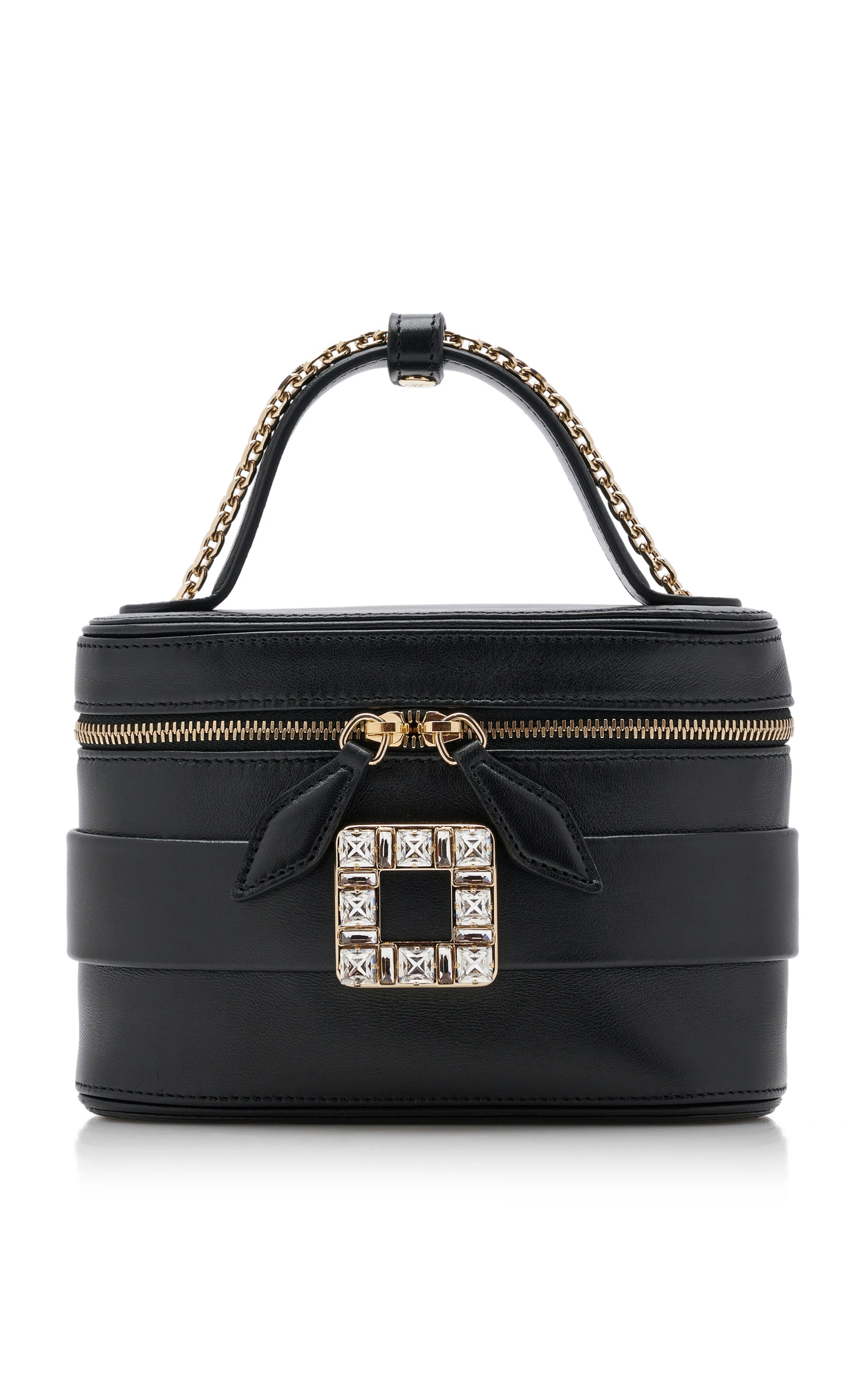 Roger Vivier Crystal-Buckle Leather Vanity Micro Bag