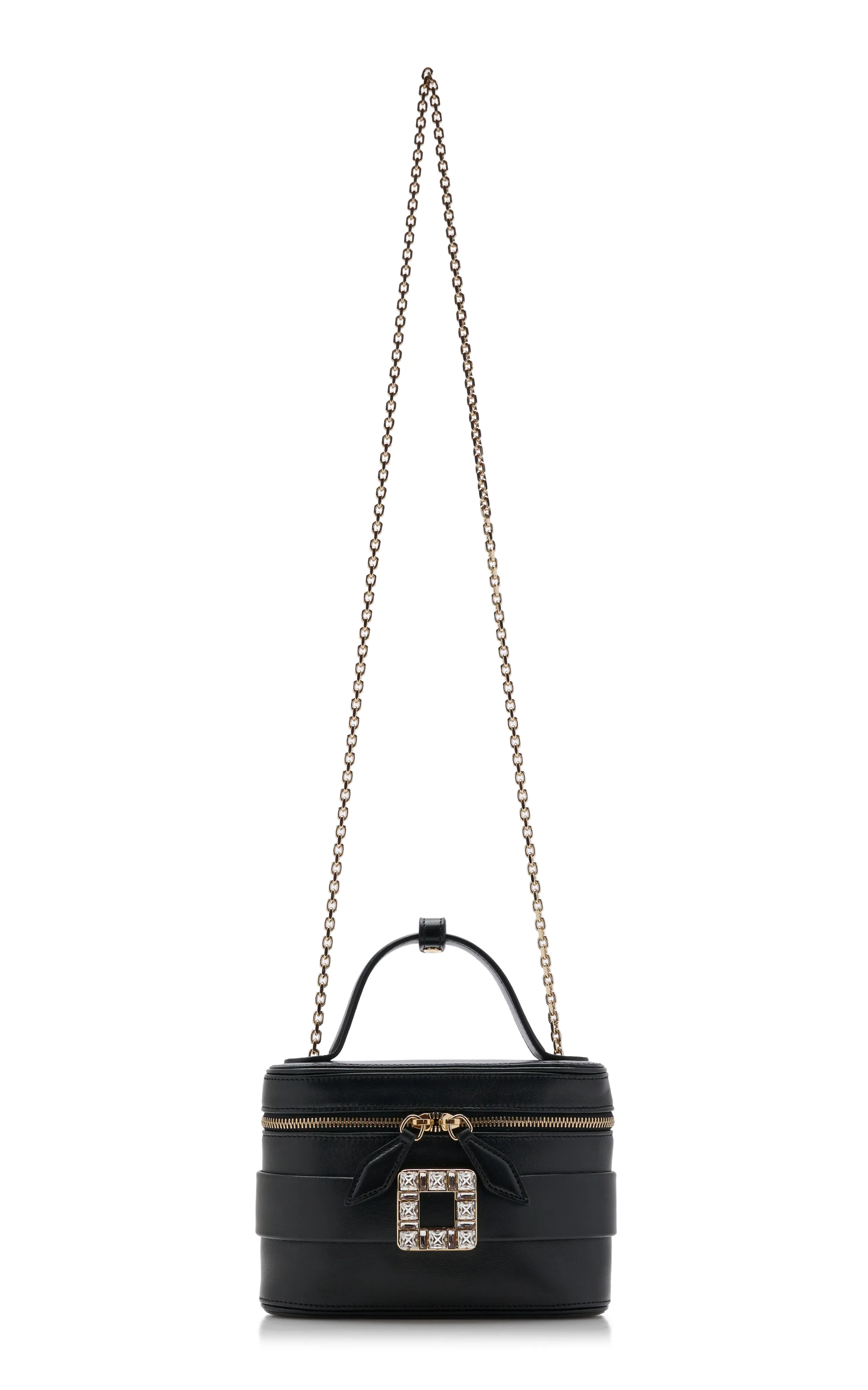 Roger Vivier Crystal-Buckle Leather Vanity Micro Bag