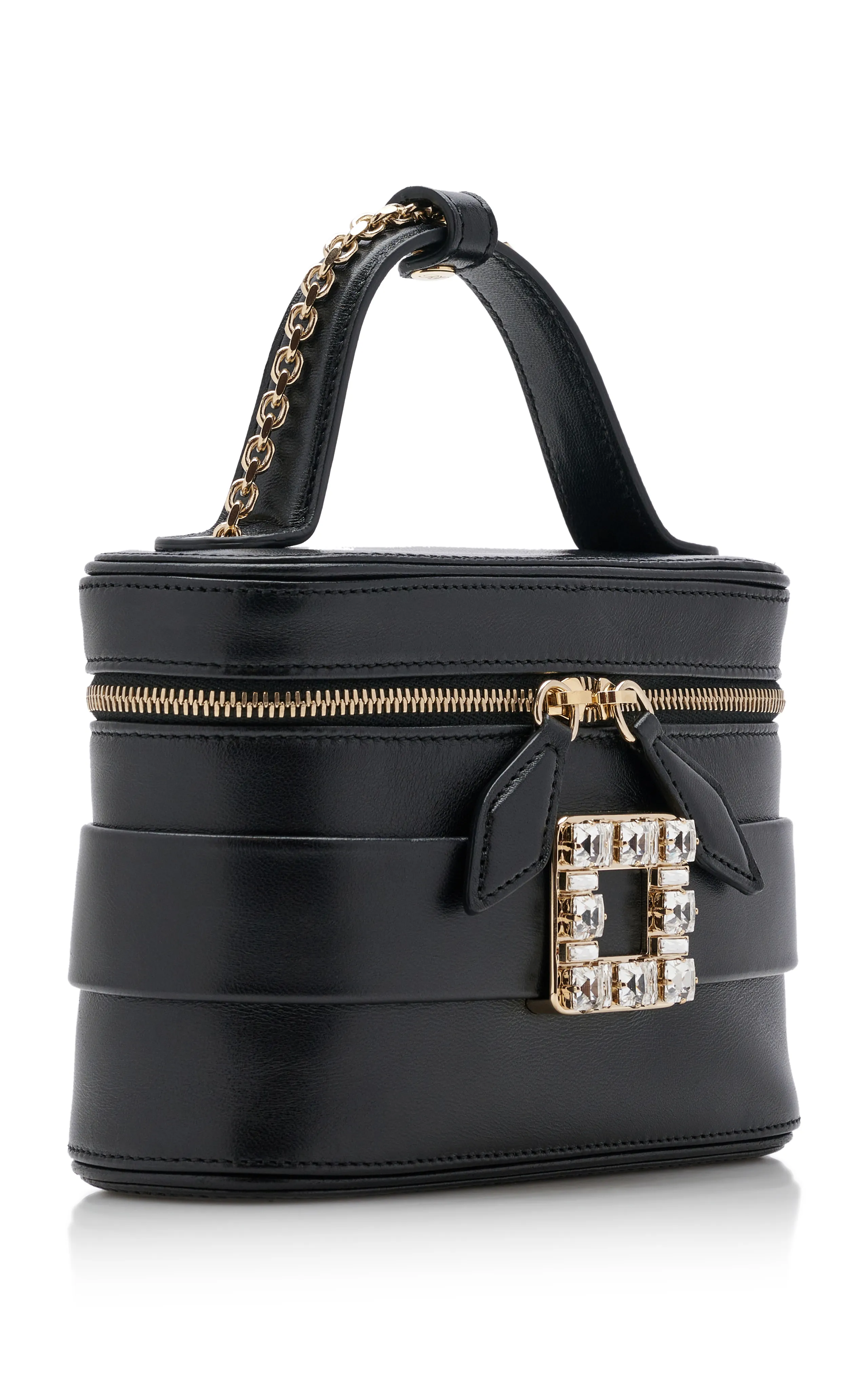 Roger Vivier Crystal-Buckle Leather Vanity Micro Bag