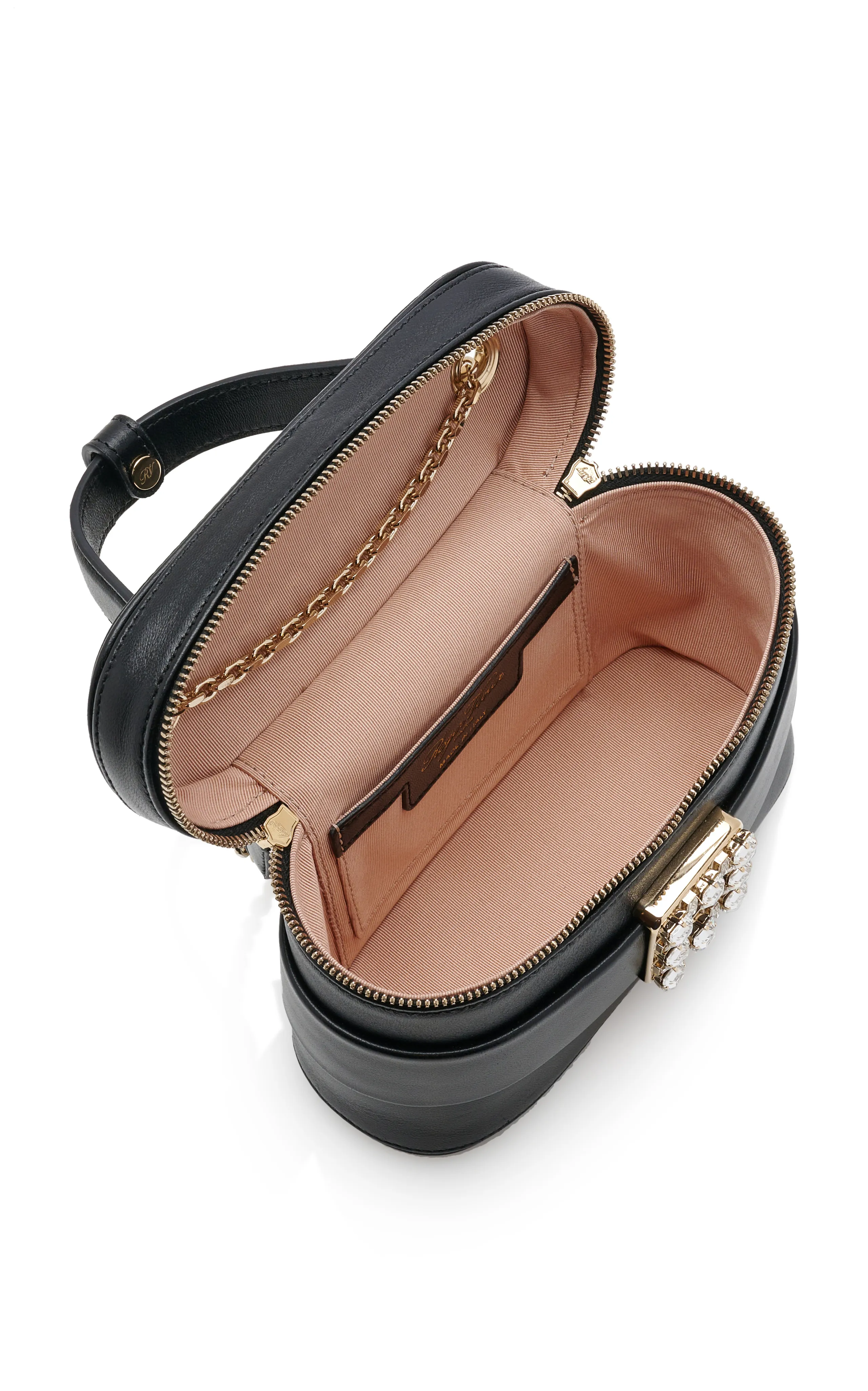 Roger Vivier Crystal-Buckle Leather Vanity Micro Bag