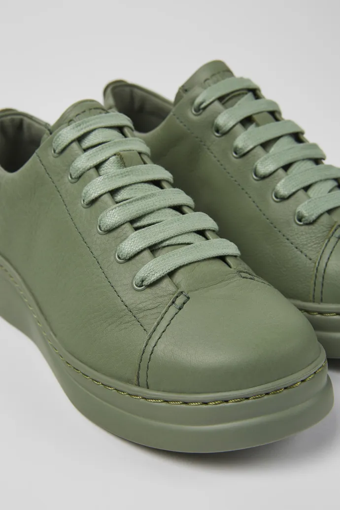 Runner Up Green leather sneakers for women