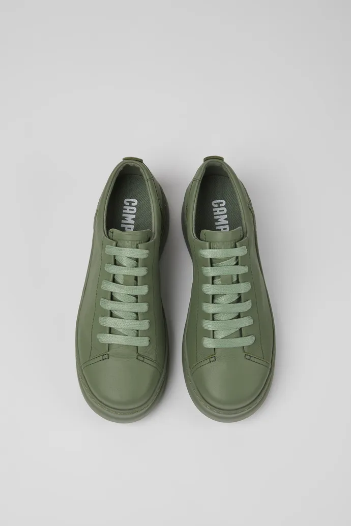 Runner Up Green leather sneakers for women